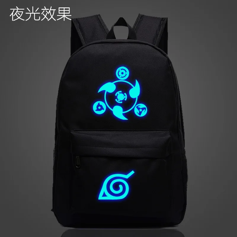 Mochilas Luminous Naruto Sasuke, Bolsa de Ombro Casual para Mulheres e Homens, Mochila para Laptop, Mochila de Viagem para Feminino e Masculino