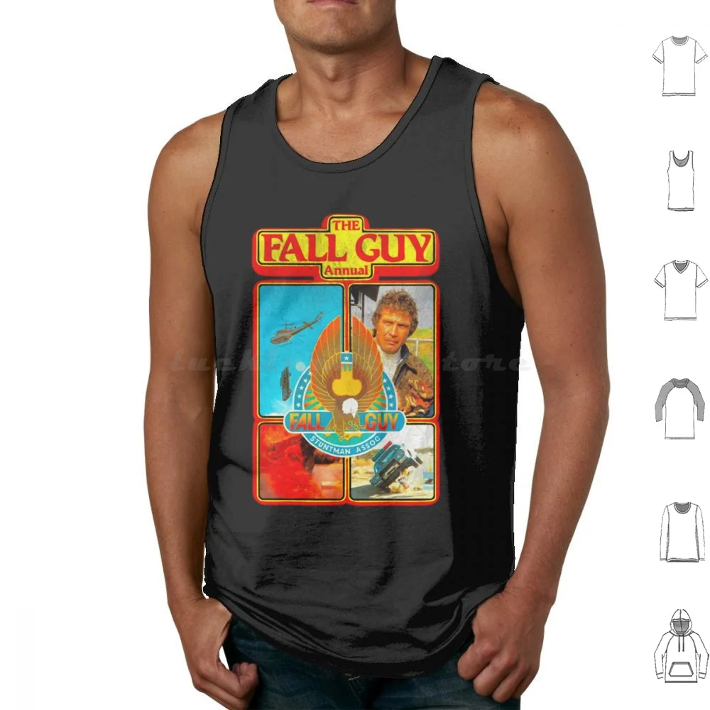 Fall Guy Stuntman Association Vintage Tank Tops Vest Sleeveless Guy 80s California Cow Boy Detective Lee Majors Pickup