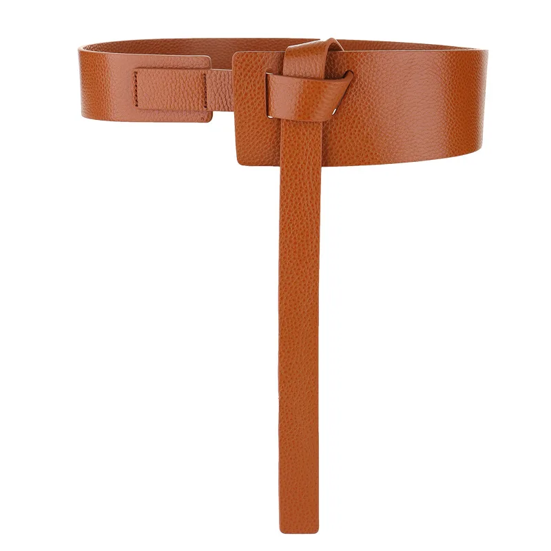 High Quality Casual Belt Wide Genuine Leather Waistbands Female Simple Knotted Belts For Dress Belt DIY Buckle Real Cowhide Belt