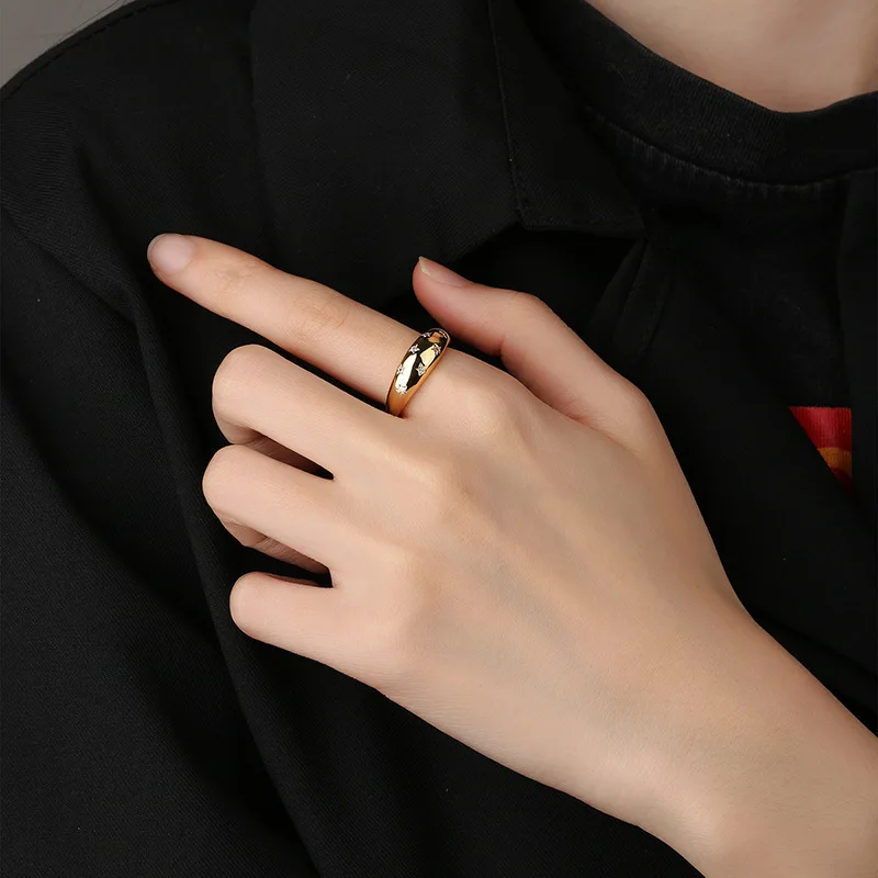 Crystal Star Chunky Ring For Women Vintage Trendy Gold Color Zirconia Finger Stacking Rings Punk Akcesoria Retro Biżuteria R446 — zdjęcie 5