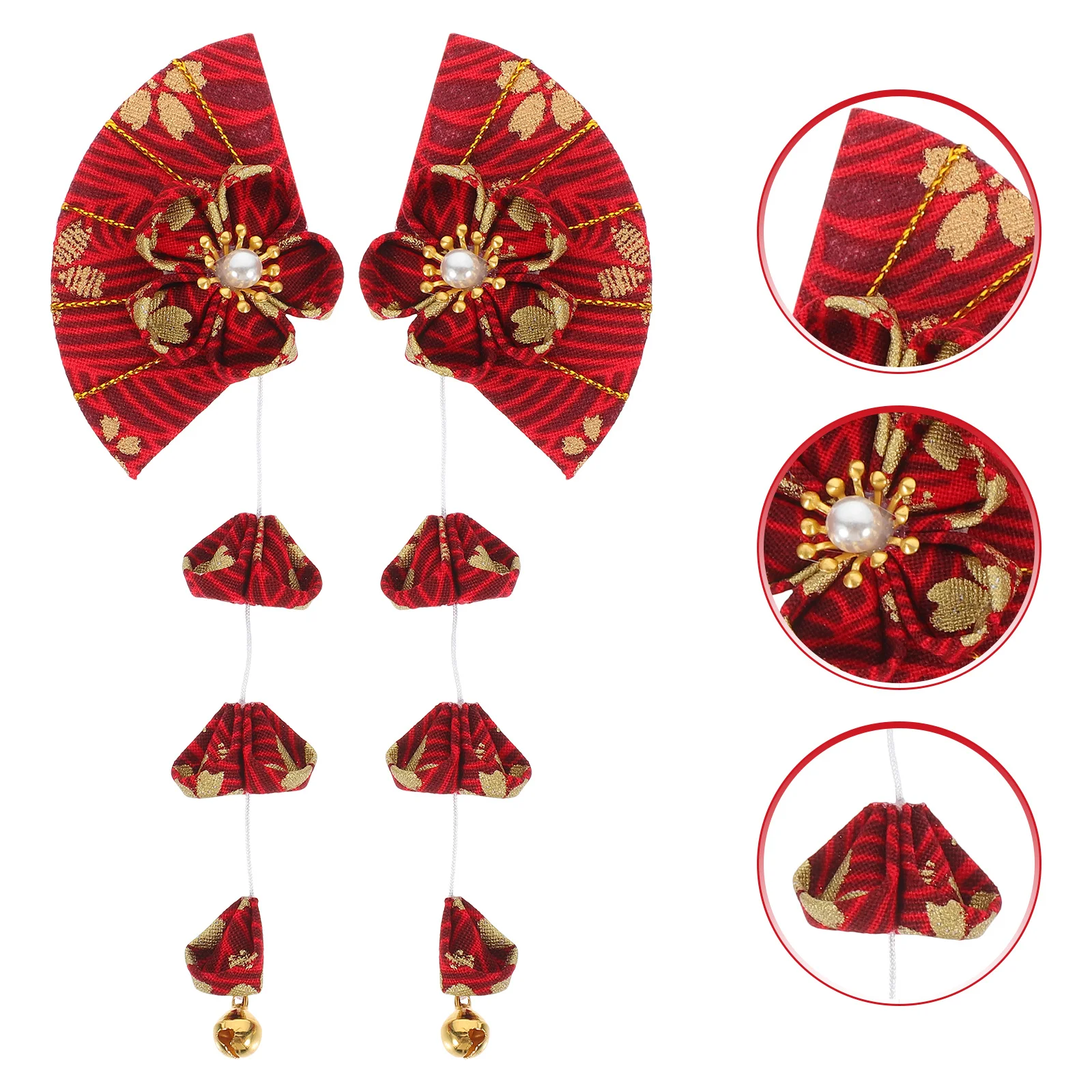 

1 Pair Japanese Style Kimonos Hair Clip Flower Shape Barrette Decorative Hairpin Vintage Bell Tassel Hair Accessory For Women