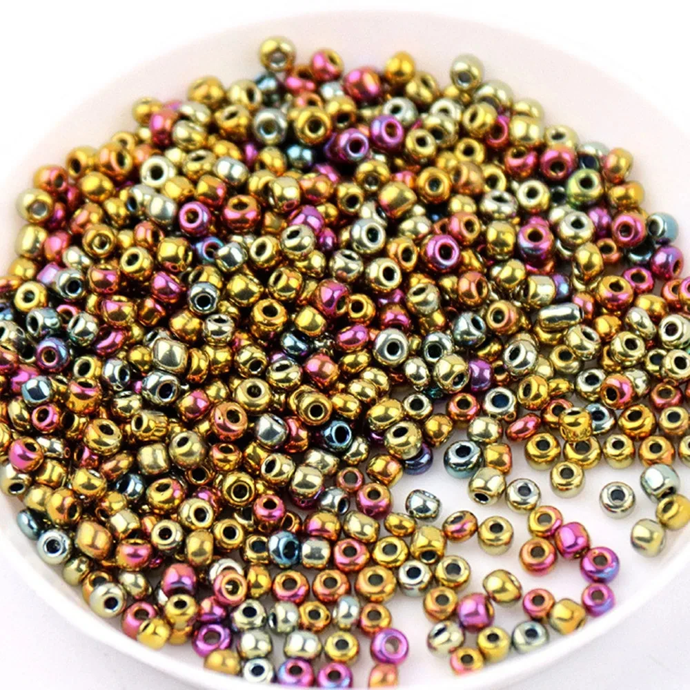 Size 2mm 3mm 4mm Electroplating Silver Bronze Metal Color Millet Beads Diy Handmade String Necklace Scattered Beads
