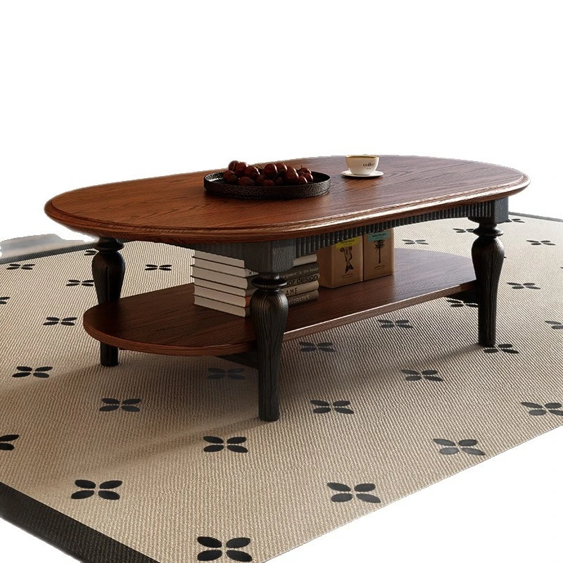 

Medieval TV cabinet coffee table combination small apartment living room new black solid wood retro locker