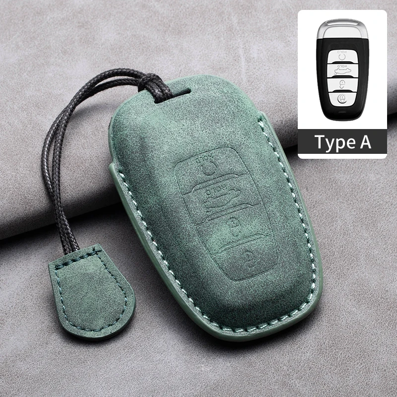 For Hongqi H5 H7 H9 HS5 HS7 EHS9 E-HS9 Leather Car Key Case Cover Keychain Keyring Car Key Protector Shell Car Fob Accessories - Image 6