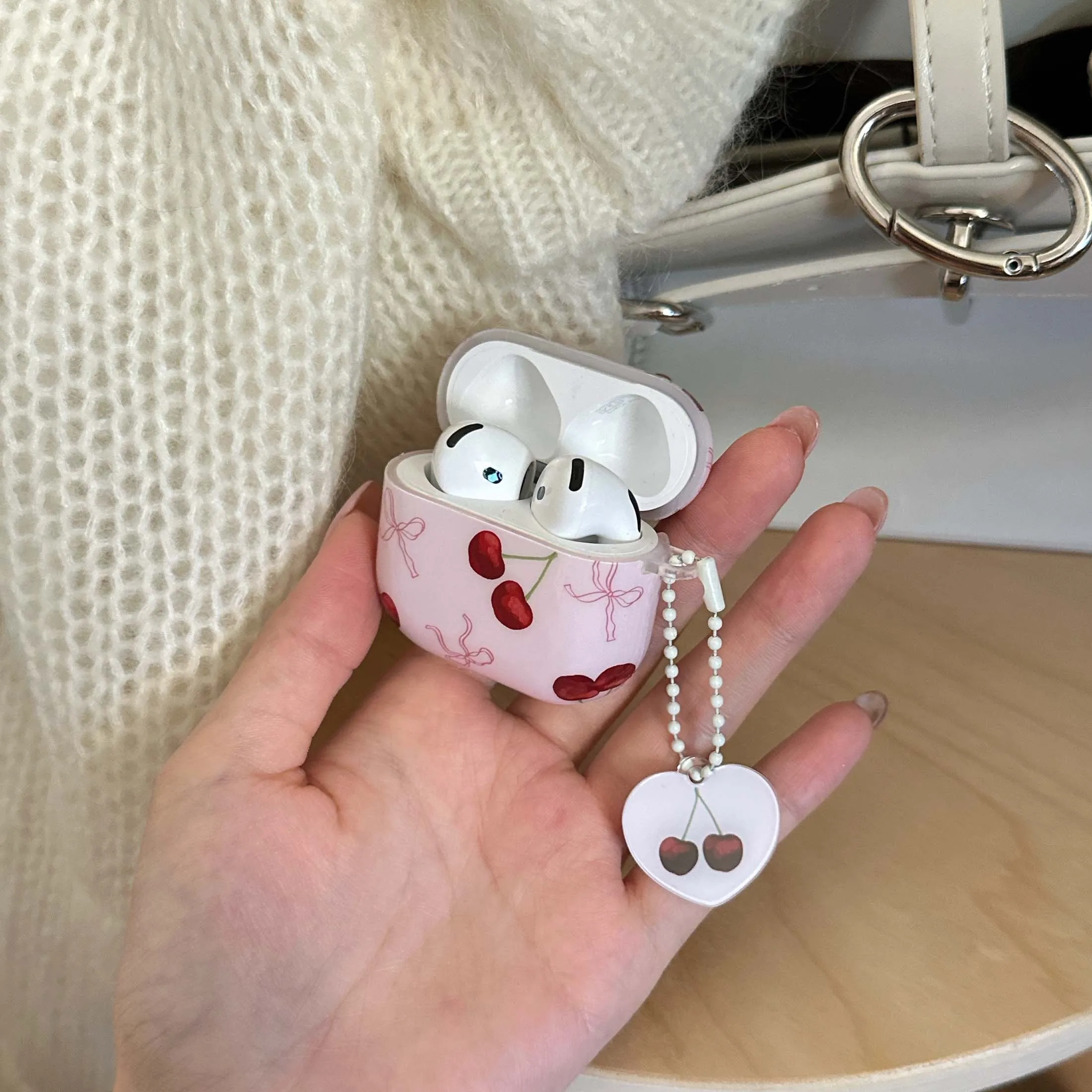 Funda para auriculares imd de cereza de dibujos animados, caja de carga inalámbrica bluetooth para apple airpods 3 4 pro 2nd 1 2, funda para auriculares