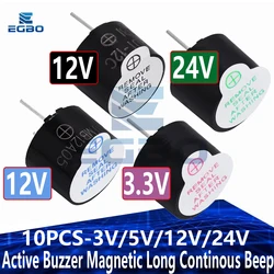 10PCS 3V/5V/12V/24V Active Buzzer Magnetic Long Continous Beep Tone Alarm Ringer 12mm MINI Active Piezo Buzzers Fit For Arduino