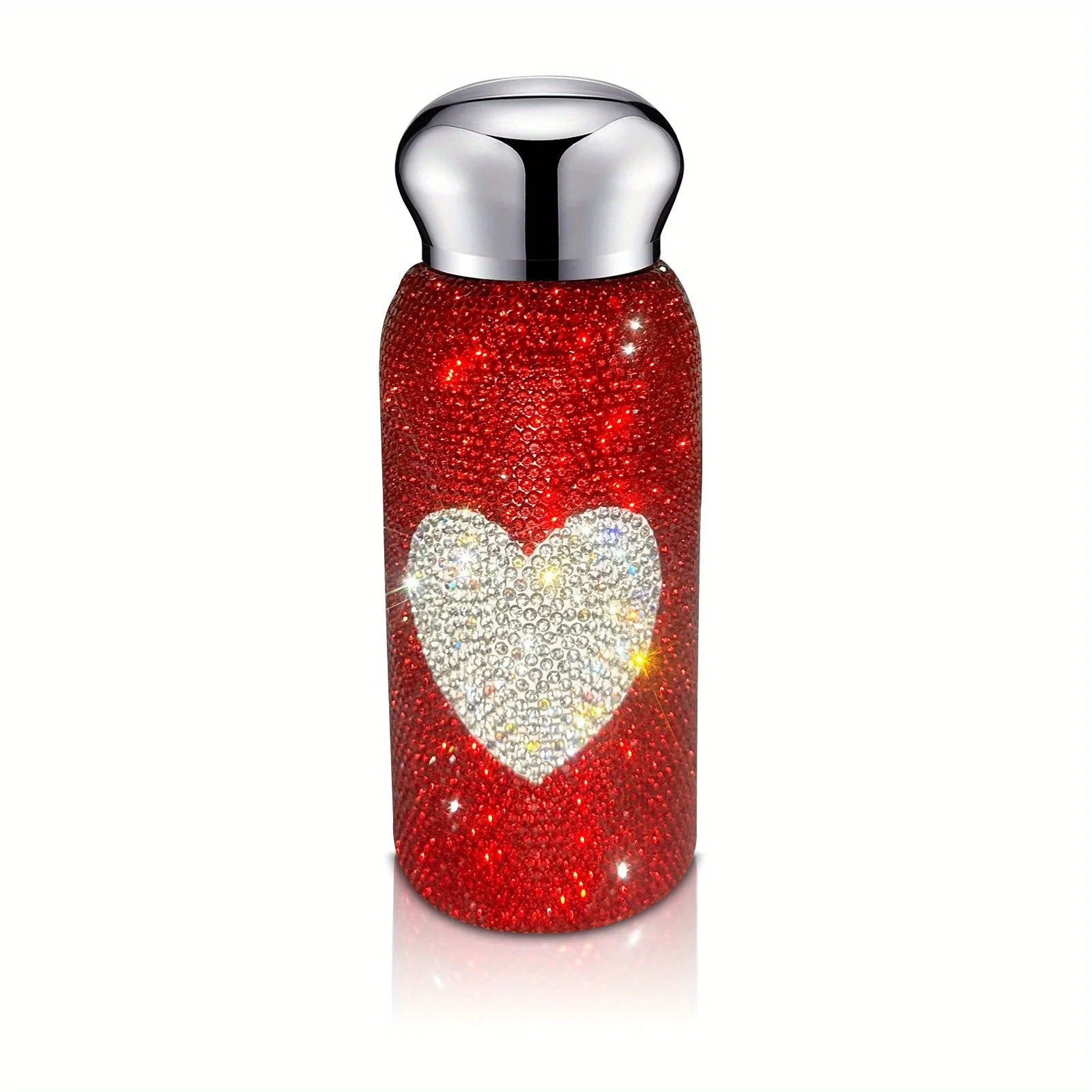 1pc 260ml/9oz Rhinestone Love Water Cup Portable Bright Flashing Water Cup,Car Cup, Birthday Gift, Valentine's Day Gift, Stainle