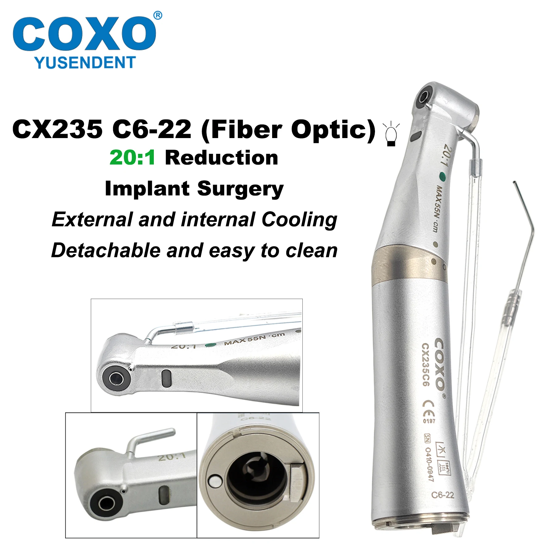 COXO Dental Fiber Optic 20:1 Handstück Winkelstück Handstück E Typ Fit KAVO NSK W&H