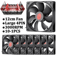 DC 12V Cooler Fan 12cm Heatsink 3000RPM High Speed 120mm Computer Chassis Fan Large 4 Pin Desktop PC Case Cooler Radiator No RGB