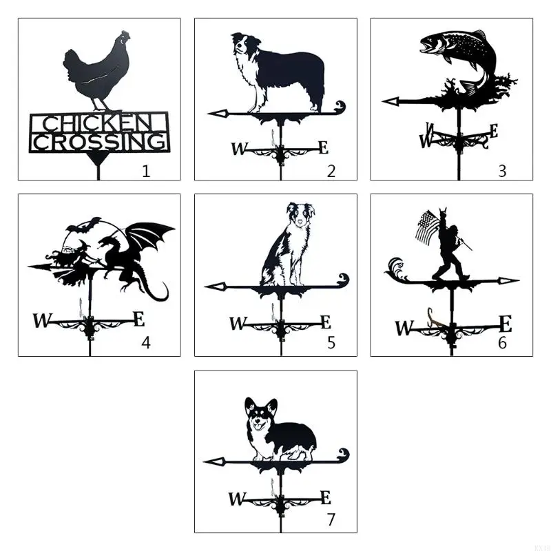 KX4B Pintura Pintura jardín Decoración del jardín Meteorología Vane retro escena granja Estaca jardín