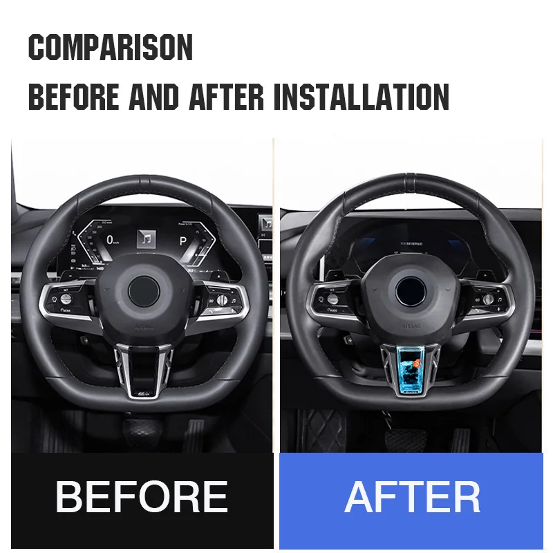 Steering Wheel Dynamic Fluid Glitter Trim Water Wave Sparkle Effect Decoration for BMW 2 5 7 Series X1 X2 X3 M2 M3 M4 2024 2025
