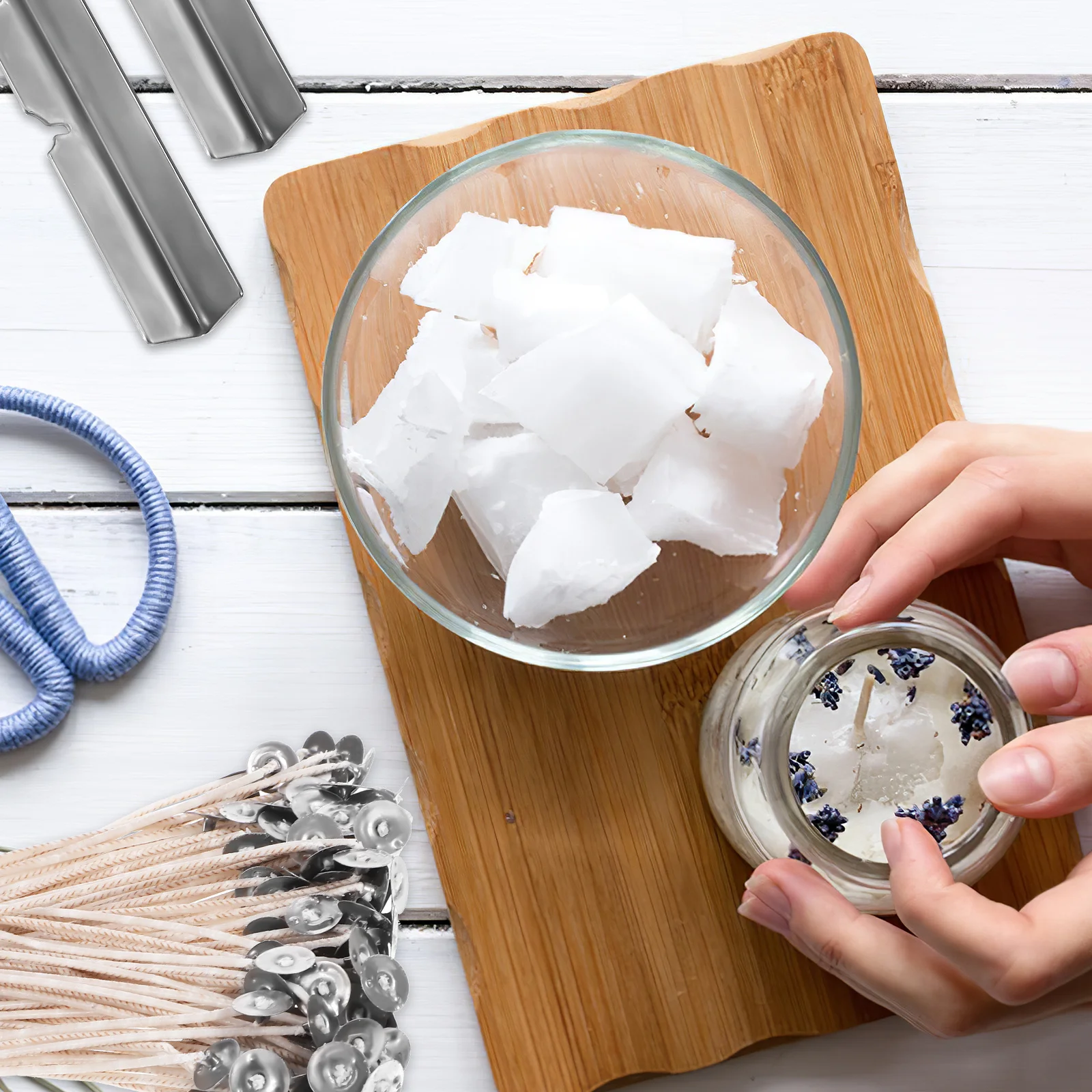 

1 Set Wicks Holders Stickers For Soy Wax Beeswax Paraffin Making Kit Supplies Diy Wick With Tabs Metal Wick Tabs