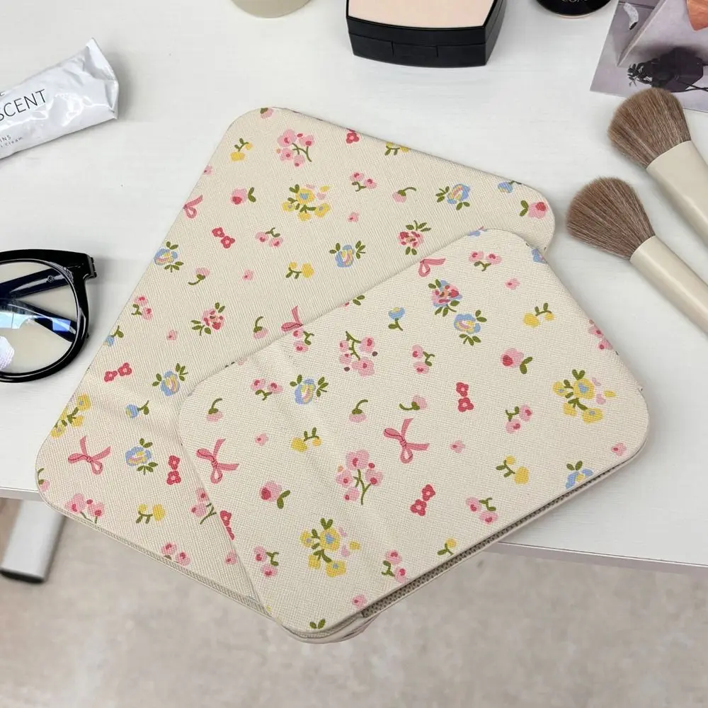 Pu Leather Desktop Stand Mirror Pink Bow Folding Fold Makeup Mirror Delicate Easy To Carry Pocket Make-up Mirror Dormitory