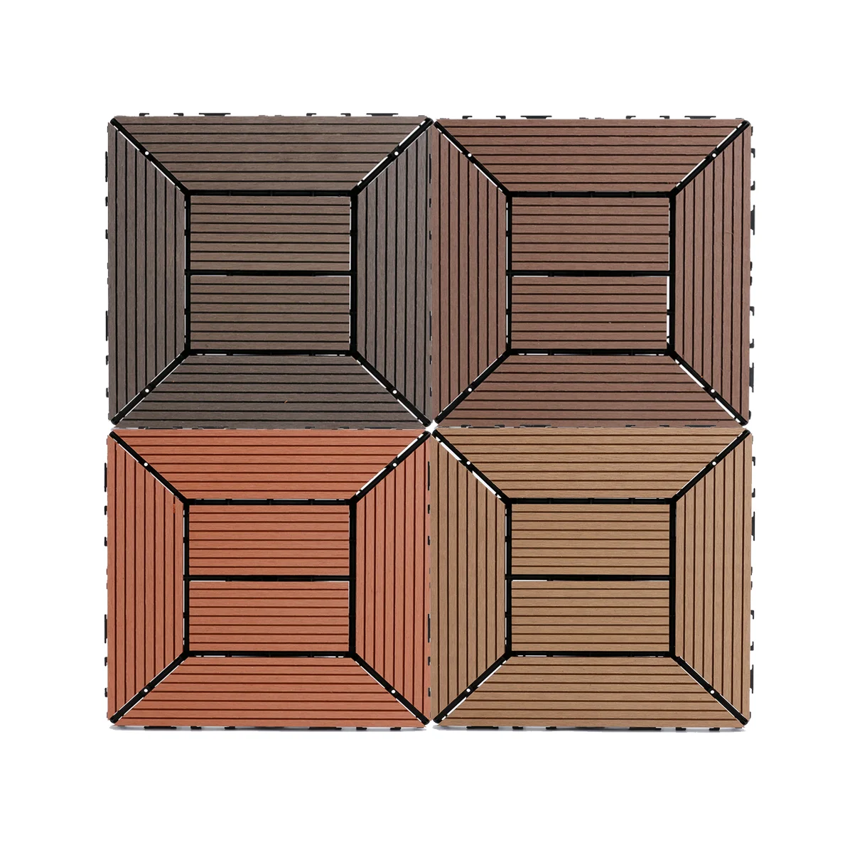 Selin Outdoor Waterproof Interlock WPC Composite Patio Tile Wood Floor for Terrace Parquet Deck Tile Plastic Decking