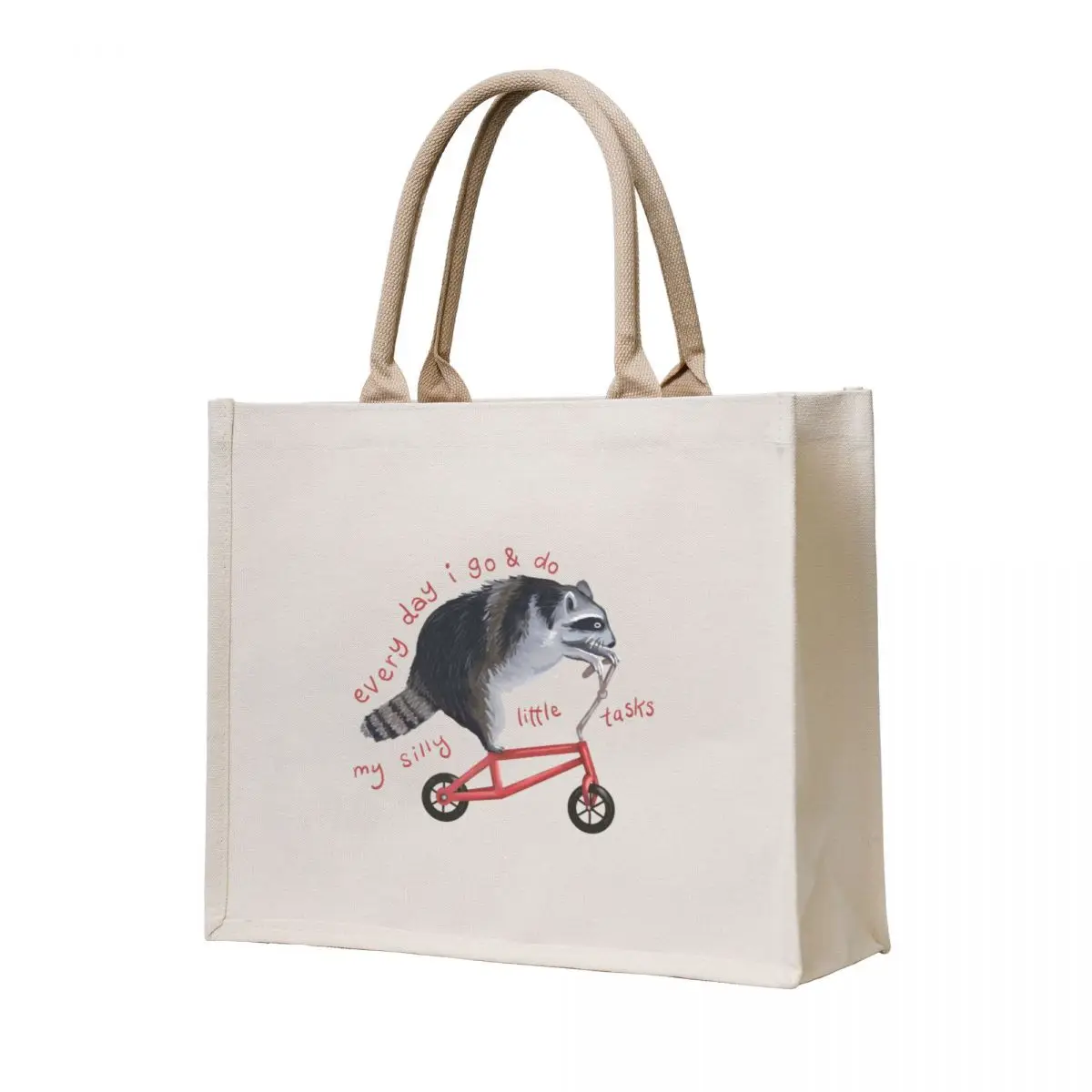 

Raccoon On Bicycle Tote Bag tote bag men's custom tote bag reusable shopping bags