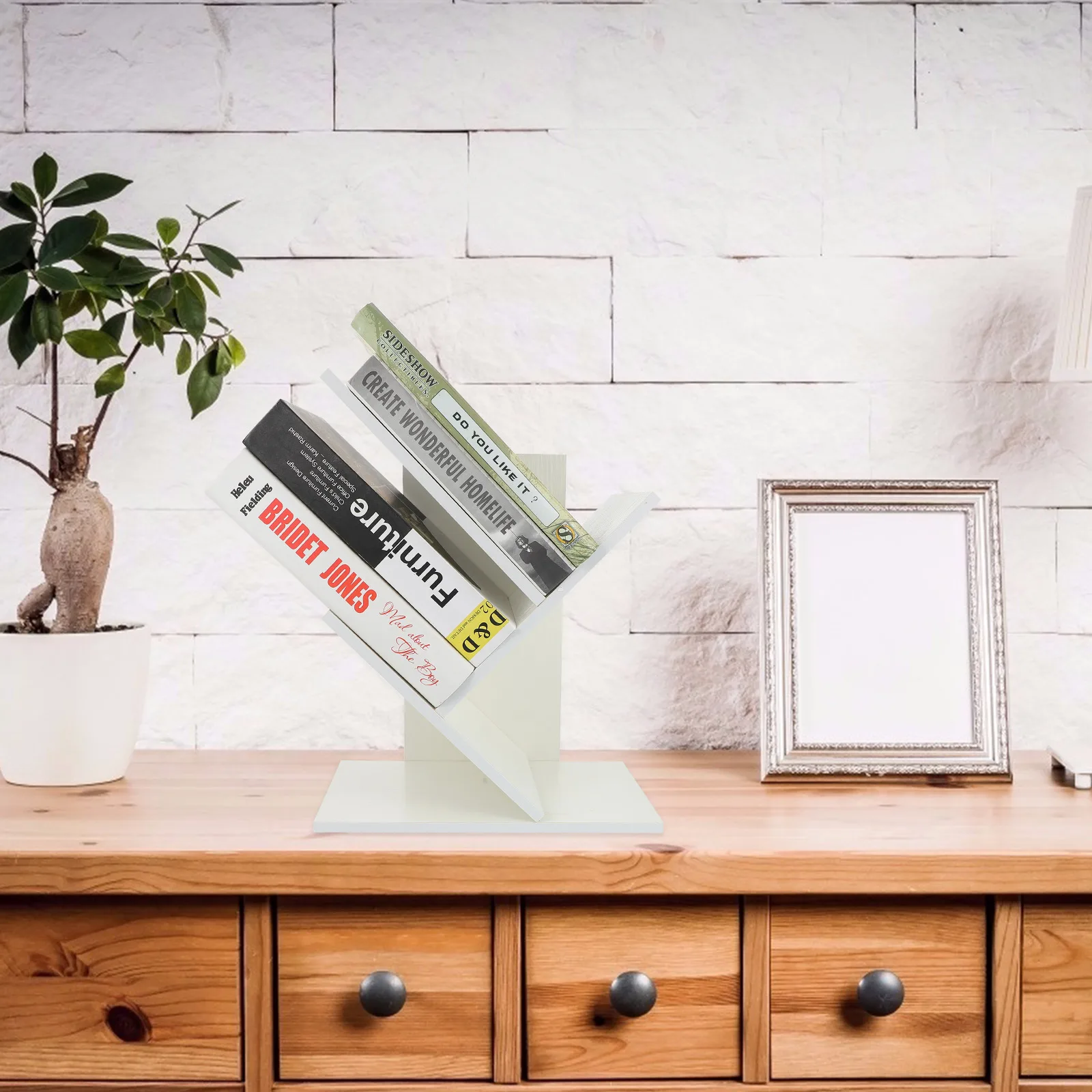 

Bookshelf Rack Tree Multipurpose Organizer Display Desktop Shelving MDF Tabletop Office Shaped