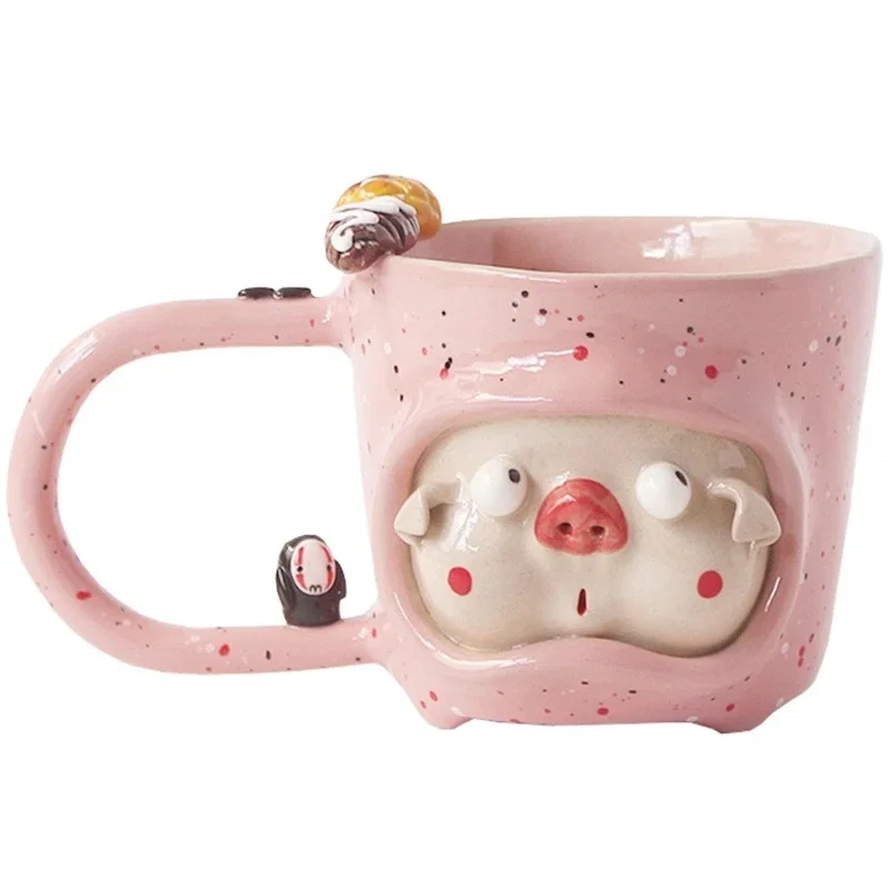 Ceramic catering utensils pig water cup cute fresh pink watermelon Jingdezhen small fresh funny girl heart