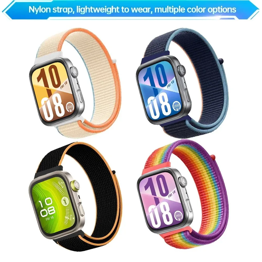 حزام نايلون لساعة Huawei Watch Fit 3/4/4pro سوار معصم ناعم قابل للاستبدال لساعة Huawei Watch Fit 4 Pro الرياضية المريحة