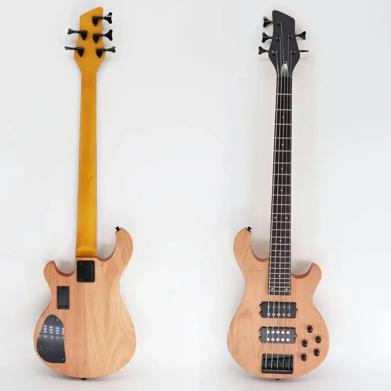 Chinese factory 5 string active bass guitar 24 fret 2V 3t double humbucker maple neck mahogany electric bass