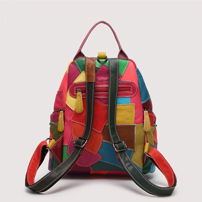 SHELKSBAG حقيبة ظهر أنيقة من الجلد الطبيعي لطيفة عالية الجودة حقيبة ظهر ناعمة للنساء حقيبة جامعية حقيبة يد للسفر للاستخدام اليومي #4