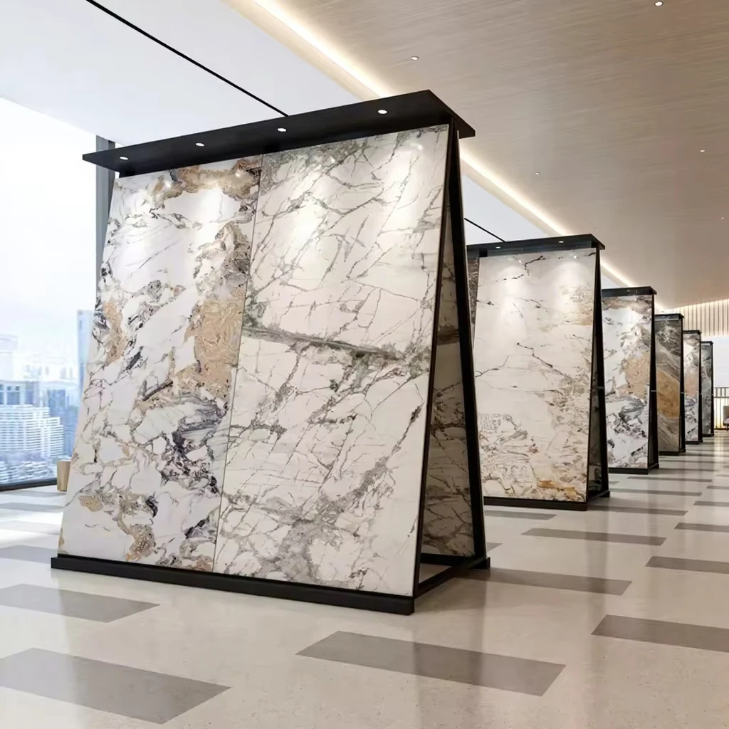&c Boya Customized High Quality Eco-Friendly Material Porcelain Glazed Slab Pvc Marble Tile Display Racks for Marble Slabs