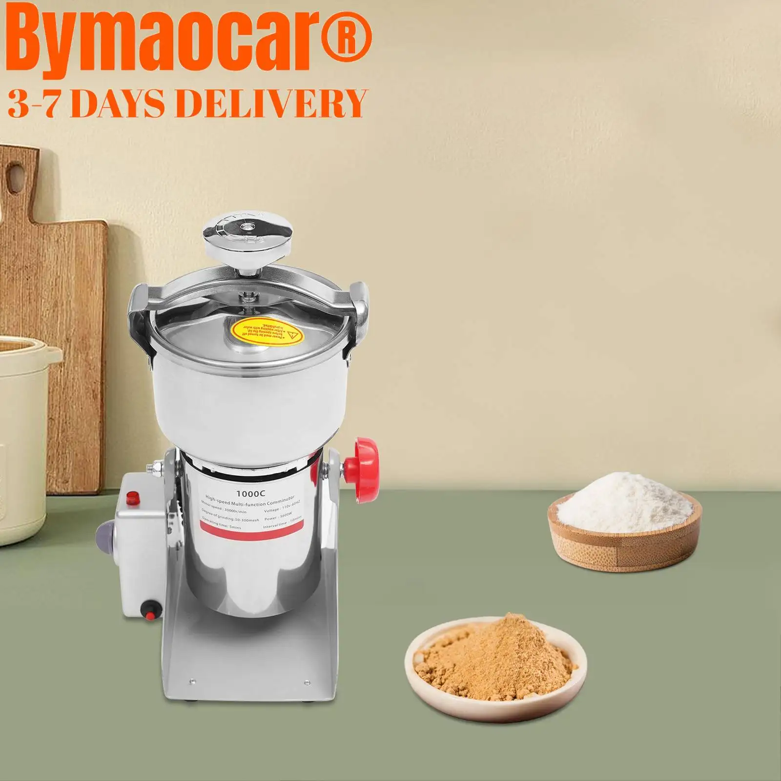 1000g Electric Grain Grinder Mill with Timing Function 3600W High Speed Commercial Pulverizer Dry Herb Grain Spice Coffee Seeds