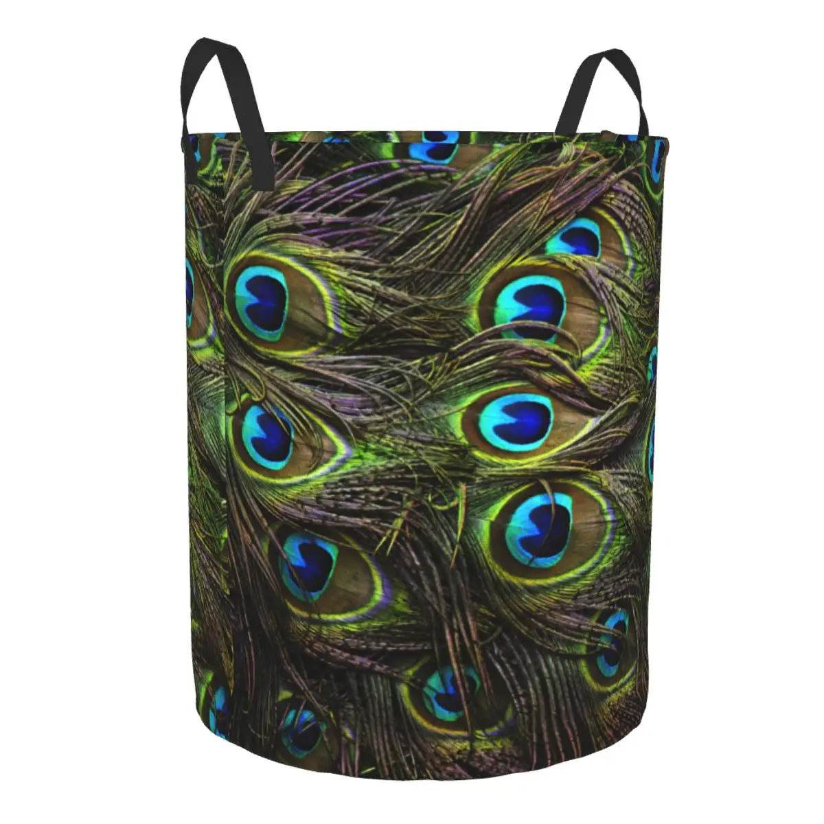 Custom Peacock Cute And Beautiful Laundry Basket Foldable Large Clothing Storage Bin Feather Animal Baby Hamper