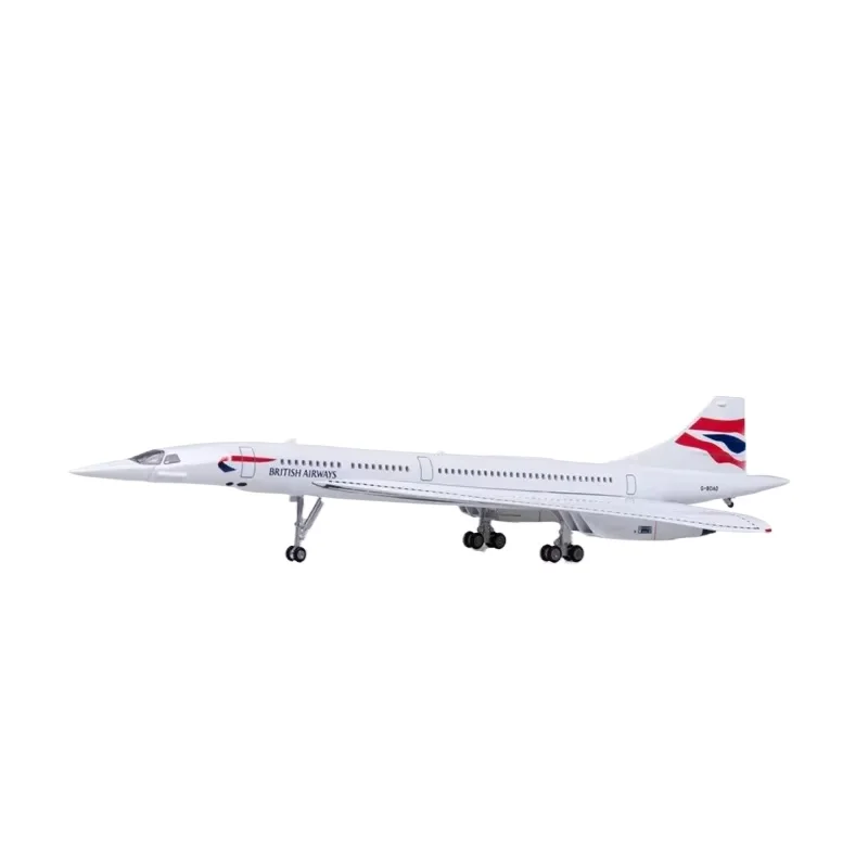 50CM 1:125 Scale British Concorde Resin Diecast With Light and Wheels Airways Display Antistress Airplane Airbus Toy Children