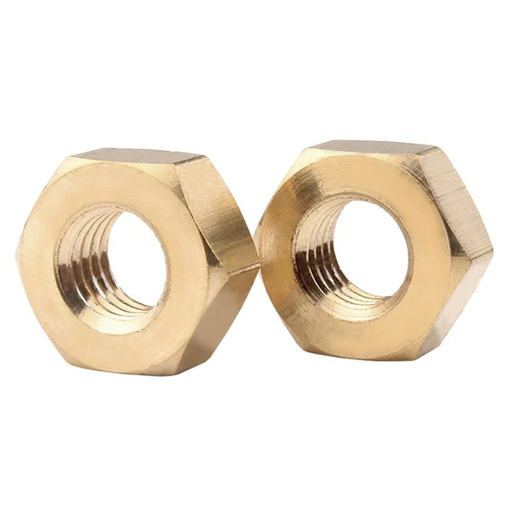 5/10/20/50/100pcs M1.4 M1.6 M2 M2.5 M3 M4 M5 M6 M8 M10 M12 Solid Brass Copper Hex Hexagon Nut for Screw Bolt