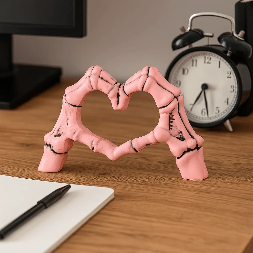 

Halloween Themed Halloween Heart Hands Sculpture Model Ornaments Abstract Skeleton Statue Funny Doll Handicraft