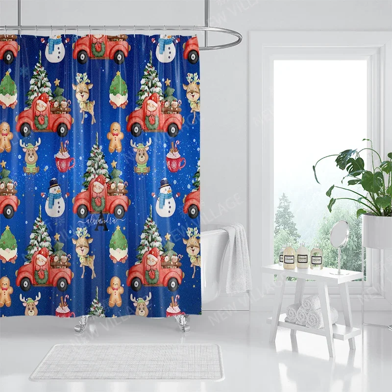 Household waterproof fabric home shower curtain accessories 90x180 shower curtain 240 * 200 Christmas peripheral shower curtain