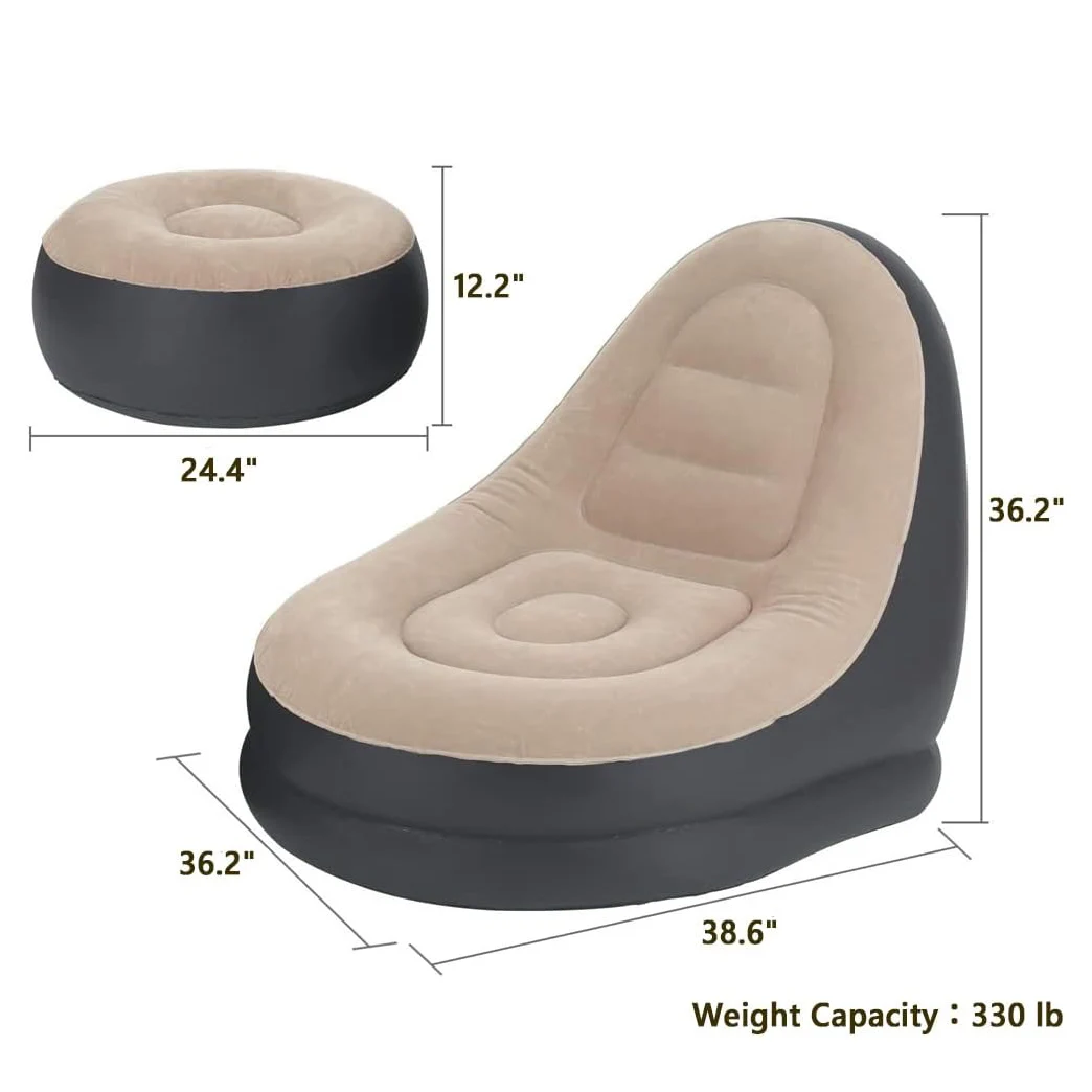 New Inflatable Plush Sofa For Lazy People Foldable Foot Sofa Bed Outdoor Convenient Lying Chair With Feet Bench Hot image 5