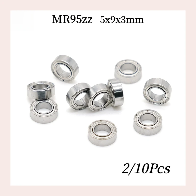 2/10Pcs MR95ZZ Mini Deep Groove Ball Bearings 5×9×3mm Double ZZ Metal Shield Chrome Steel Tiny Thin Wall Bearings