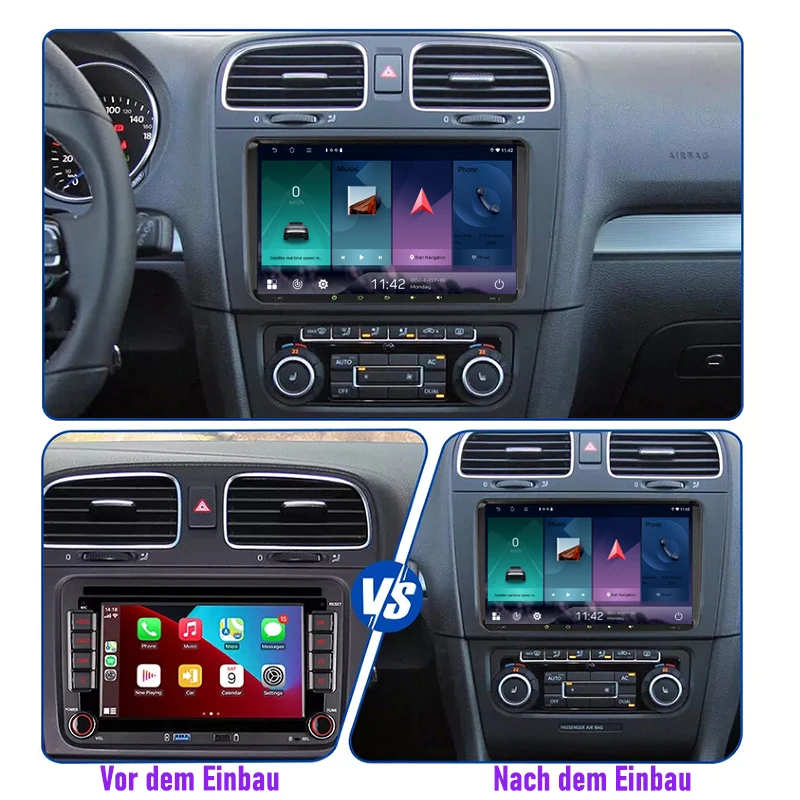 راديو سيارة 9 بوصة لسيارة فولكس فاجن كادي 2005-2015 لاسلكي أبل كاربلاي أندرويد ستيريو تلقائي BT نظام تحديد المواقع نافي 4 + 64 جيجابايت