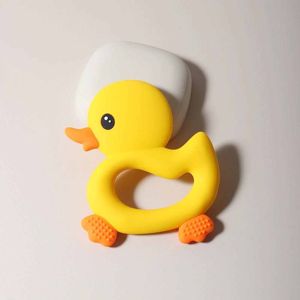 Cute Baby silicone duck teether Food Grade Safe Teether cute cartoon ease teeth pain  Toy Teething gift