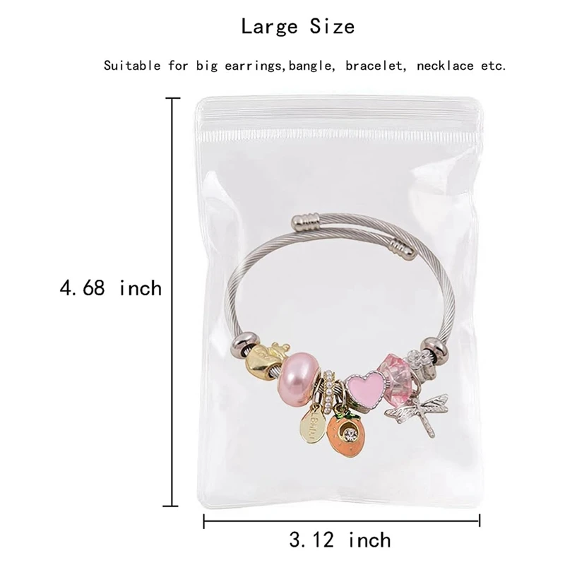 ABWR-60Pcs 3 ukuran jelas penyusun perhiasan anting cincin kalung tas penyimpanan perjalanan, Anti noda melindungi perhiasan