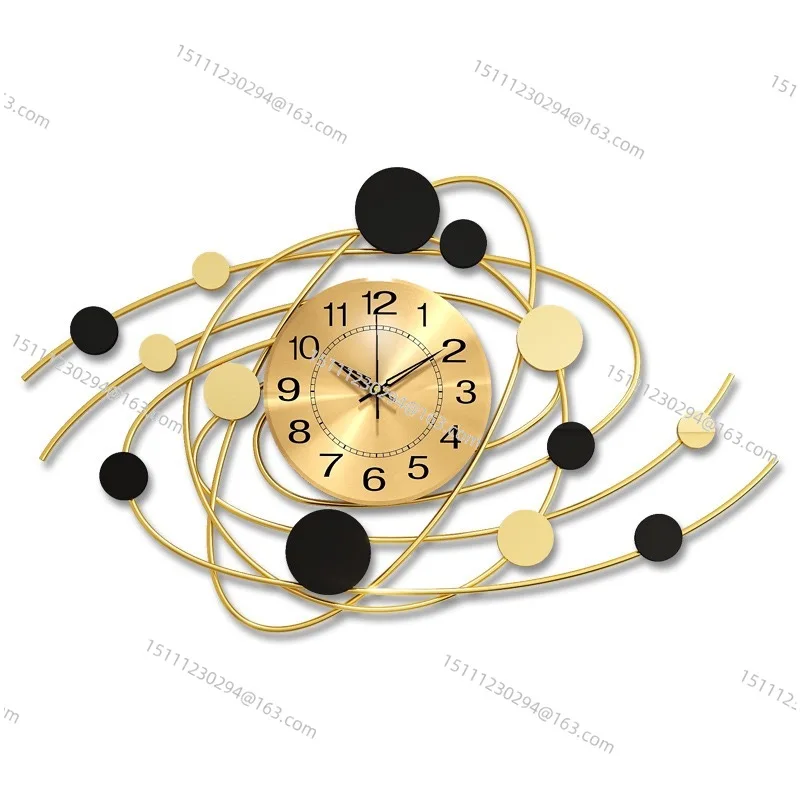 

Gold Color Wall Clock Nordic Luxury Living Room Wall Hanging Punching Restaurant Clock Household Decoration Wall Clock