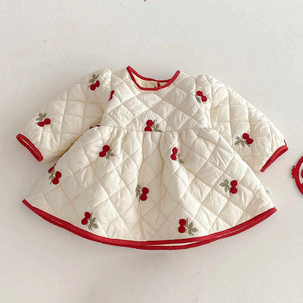 

Рождественское платье для девочек, стеганое флисовое утепленное теплое зимнее детское эксклюзивная одежда, новогодние платья в китайском стиле для малышей, оптовая продажа