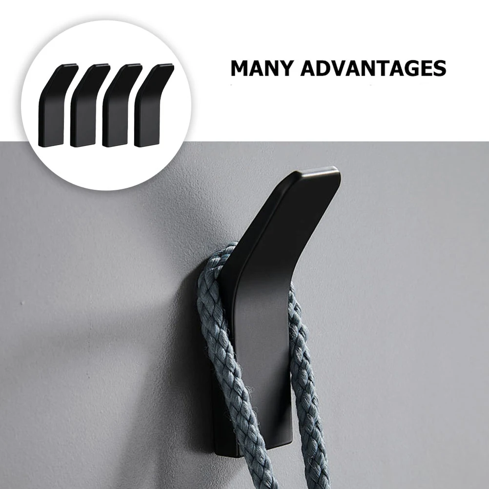 

4 шт. клейкие крючки, алюминиевый черный матовый держатель для полотенец, прочные водонепроницаемые нержавеющие настенные крючки для ванной комнаты, кухни