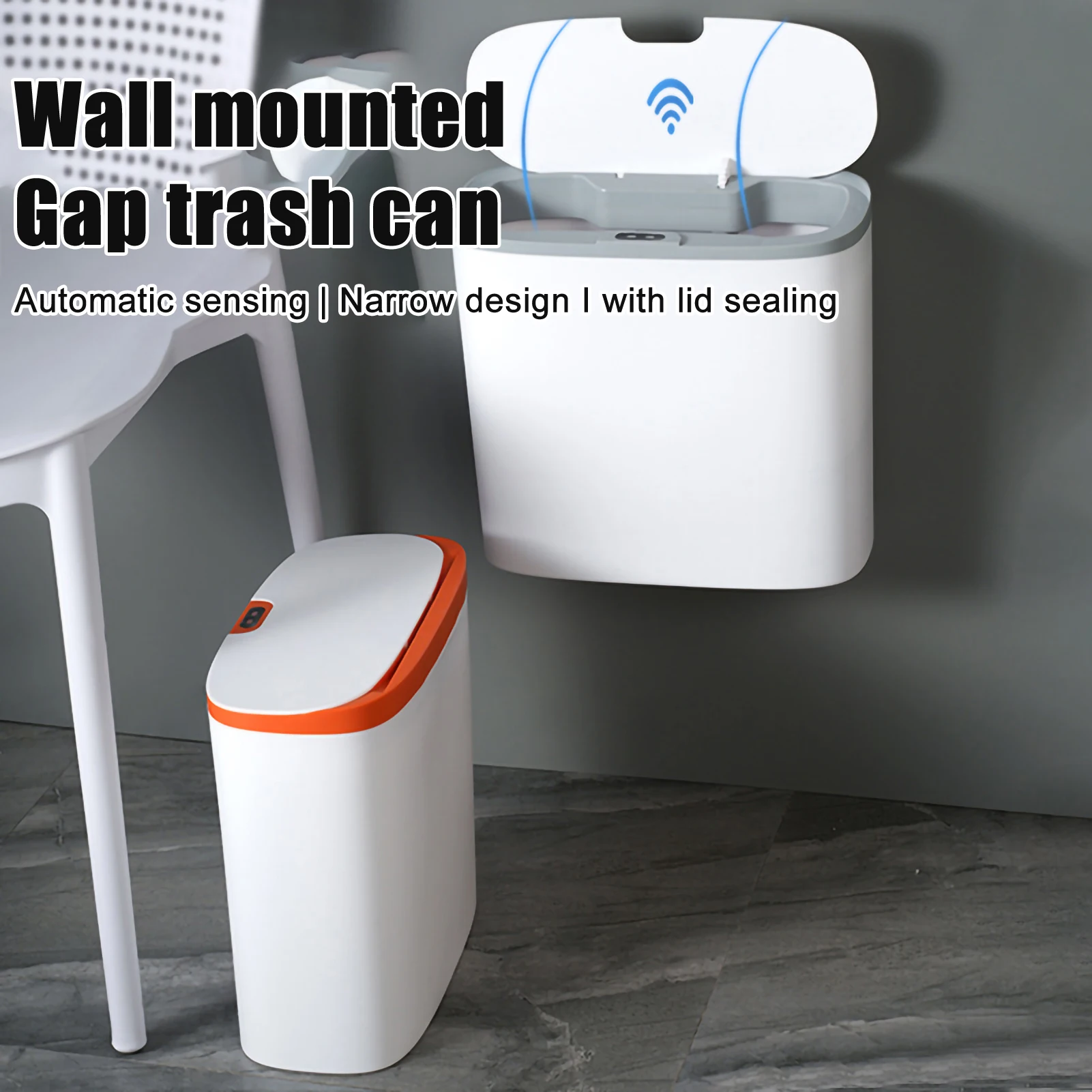 Automatic Trash Can with Lid Touchless Small Waste Bins Motion Sensor Waterproof Slim Garbage Cans for Kitchen Bedroom Bathroom