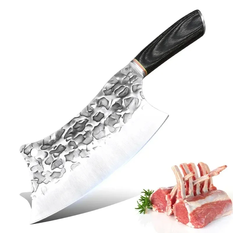 Fleisch Hackmesser Messer Chef Schneiden Fleisch Hacken Gemüse Metzgermesser Edelstahlklinge Küchenmesser Hackmesser BBQ Fleisch Fisch