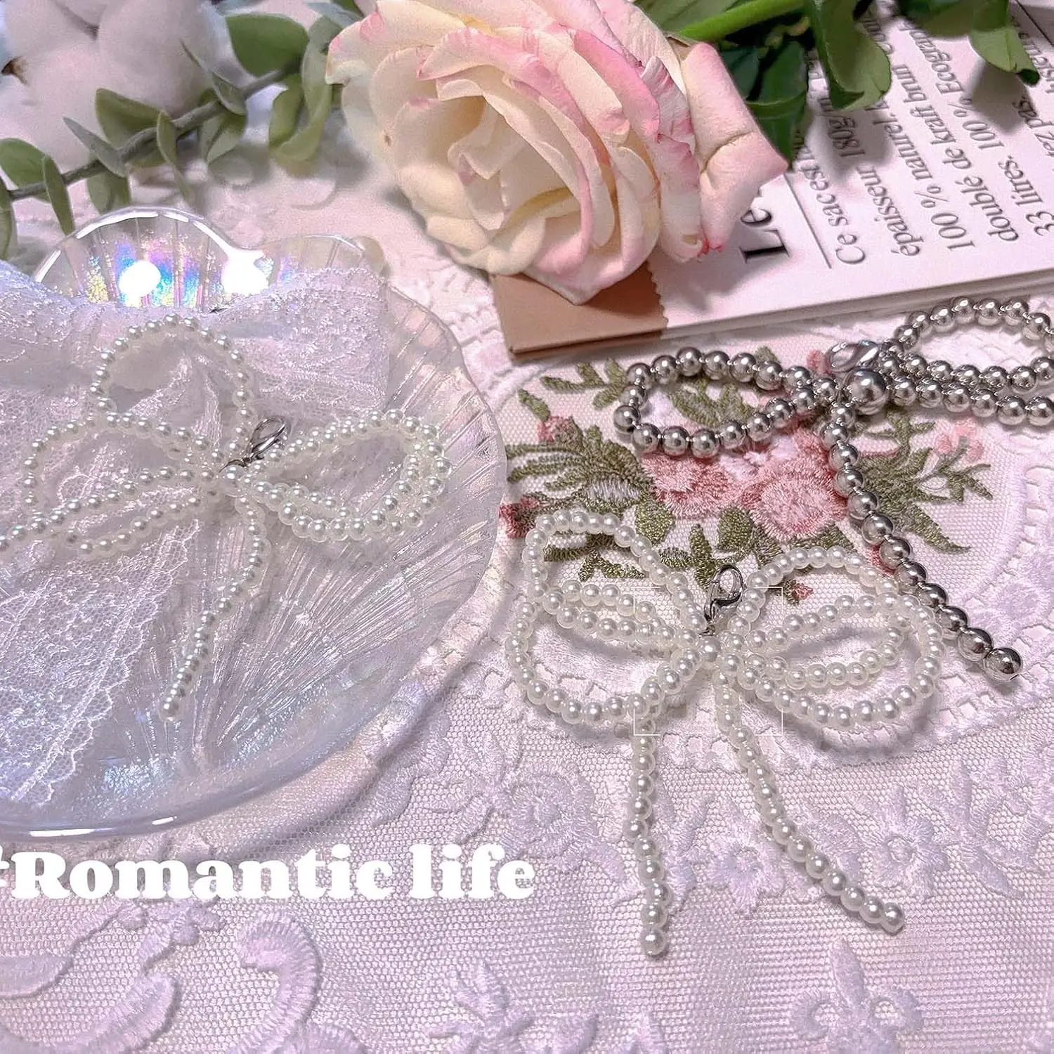 1 Pearl Bow Shoe Decoration, Elegant Buckle, Women's Pearl Bead Chain DIY Shoe Decoration, Wedding Gift Shoe Decoration