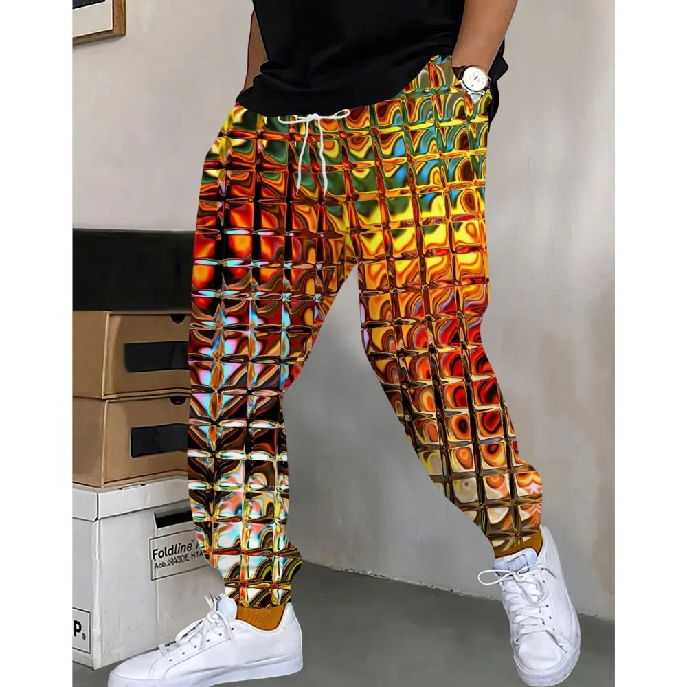 

Abstract Prints Street Pants Men's Side Pockets Elastic Drawstring Sweatpants Joggers Pants For Men Casual Trousers Fall
