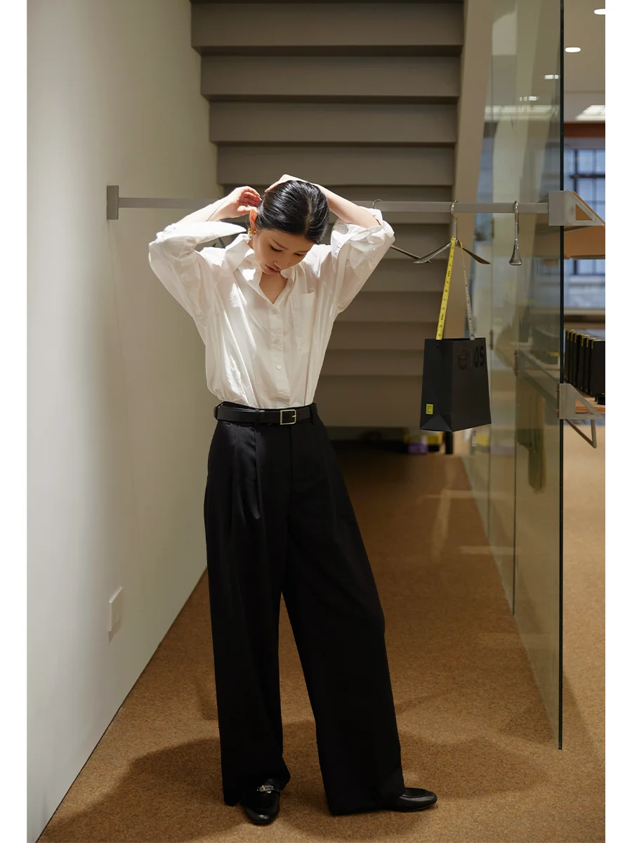 

Брюки прямого кроя с высокой талией JXu из премиальной дышащей шерсти, цвет хаки, повседневные длинные брюки, удобные для работы и отдыха