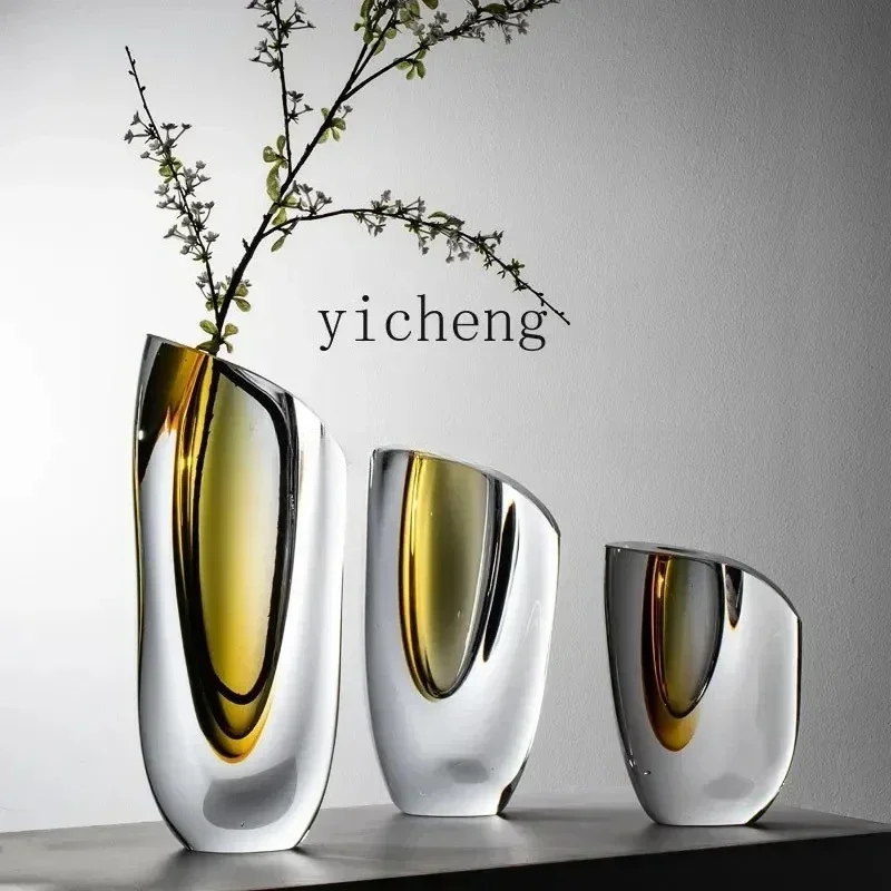 y24-High-grade Light Luxury Transparent Glass Vase, Living Room Water-raised Green Plants, Dried Flowers, And Flower