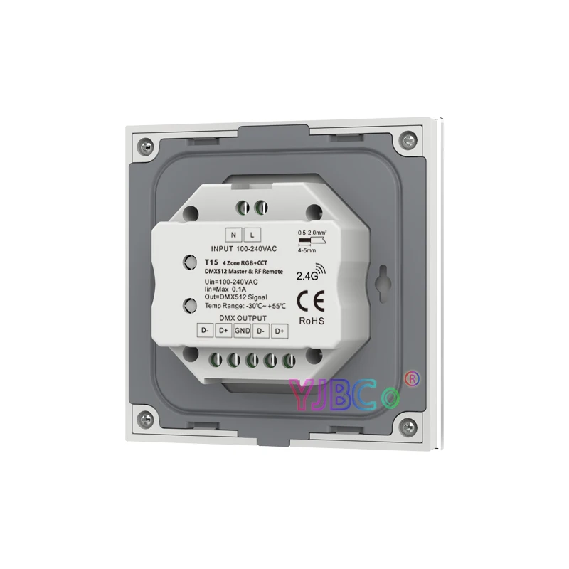 Enkele Kleur Dimmer Schakelaar Cct/Rgb/Rgbw/Rgbct 5 In 1 Led Lamp Controller 4 Zones Universele Dmx512 Master 110V-220V Touch Panel