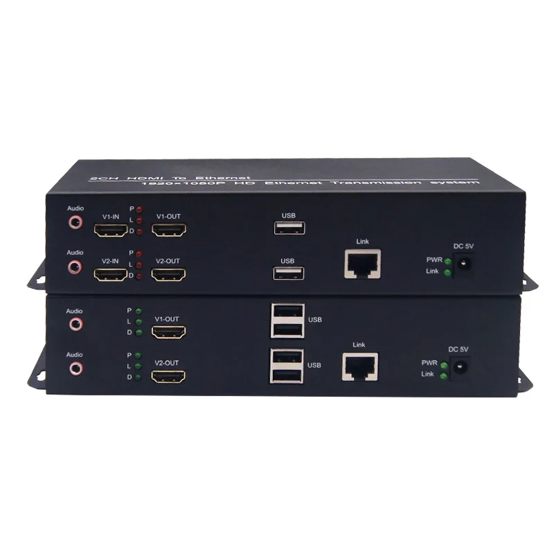 2 Channel 1080P for Extender Via CAT5E up to 100m/328ft with for Loopout USB Audio