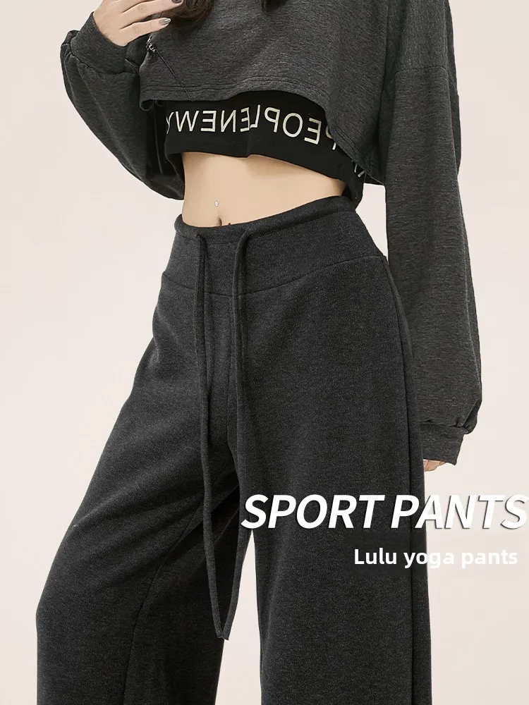 

Женские спортивные брюки для йоги с высокой талией, свободные, повседневные, прямого кроя, для фитнеса, широкие штанины, весна-осень, комфортные