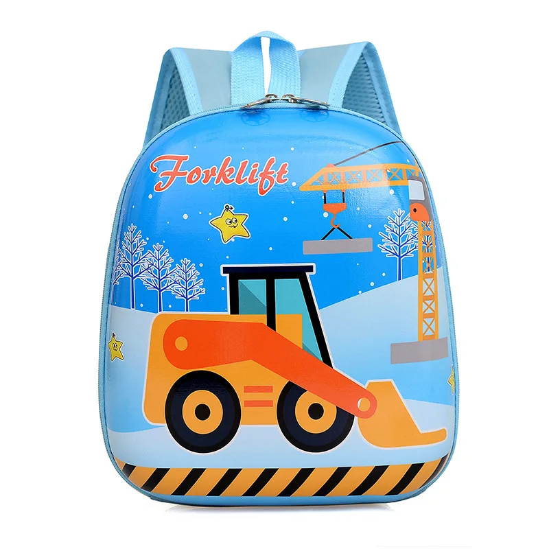 Mochila de la serie de coches de ingeniería para niños, bolsa de almacenamiento de juguetes, mochila escolar de jardín de infantes, PVC, nailon, lindo Mini bolso de hombro Doble