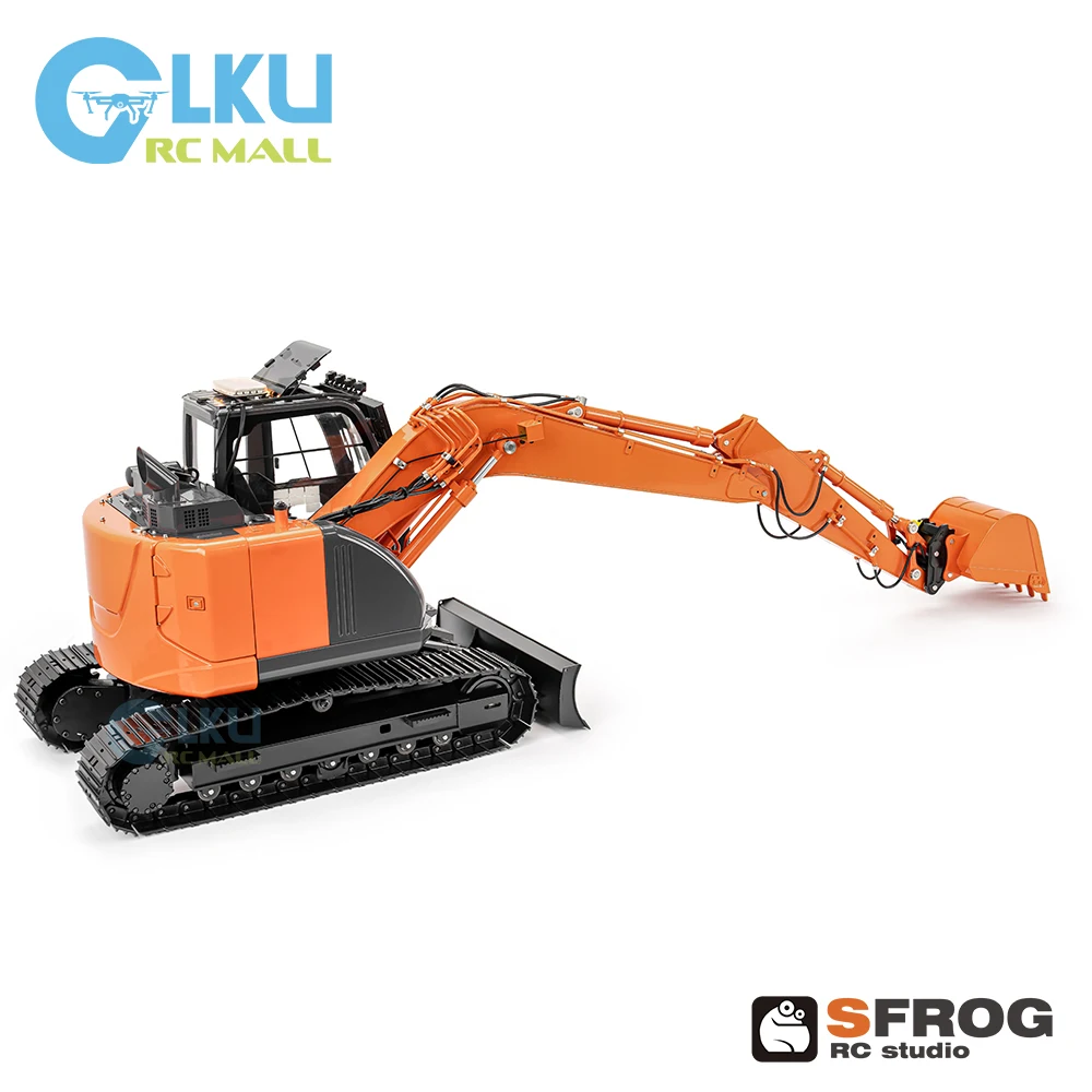 Super Frog 1/14 RC Hydraulic Dual Pump Silver Edition Orange ZX135US Two-section Arm Front Shovel Tailless Excavator Model